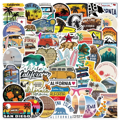 Pack de 50 Autocollants pour Valise Californie Voyage