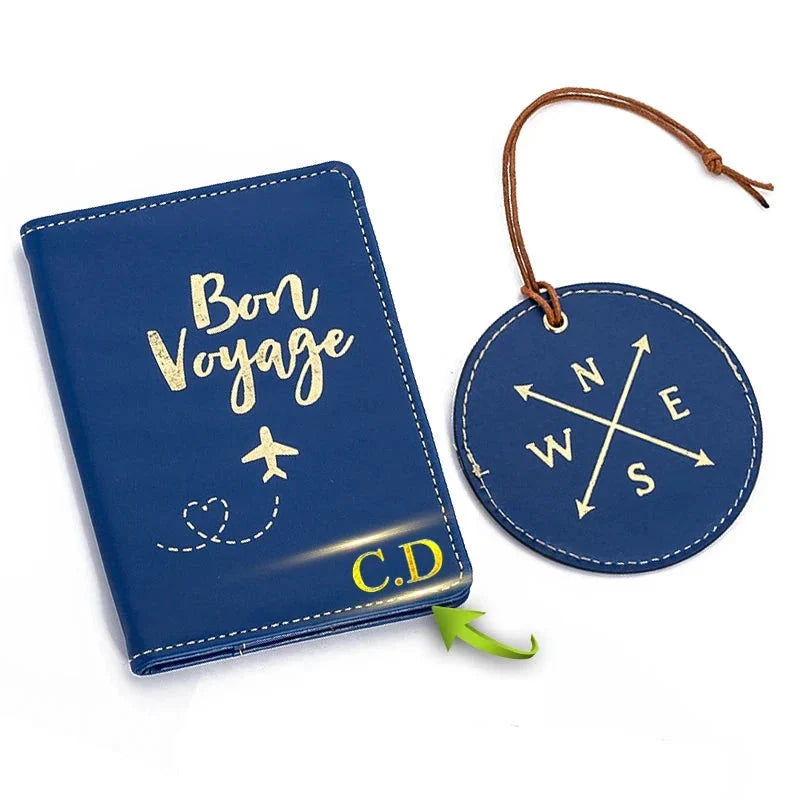 Coffret de Voyage Personnalisé : Étiquette Bagage & Étui Passeport