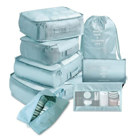 Valise Organizers <br> Colorful Life (Set de 8, Bleu Ciel)