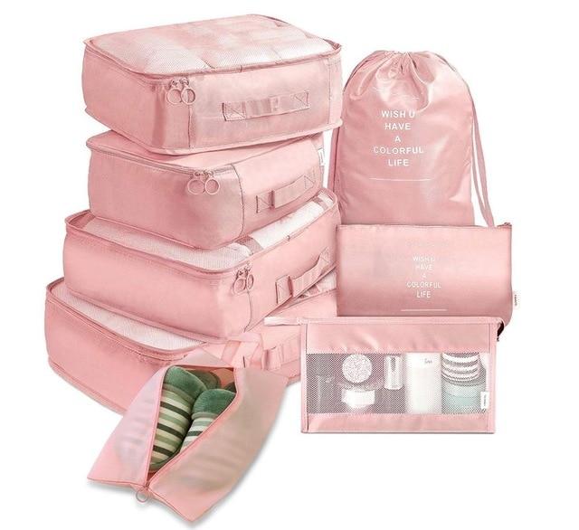 Organisateurs de Valise Colorful Life (Set de 8, Rose)