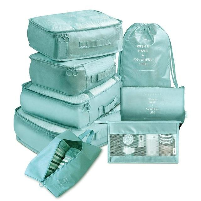 Organisateurs de Valise Colorful Life (Set de 8, Turquoise) - Édition Limitée