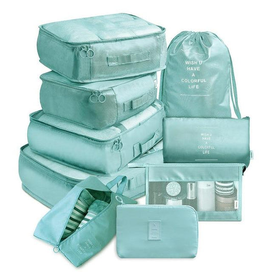 Organisateurs de Valise Colorful Life - Set de 9, Turquoise