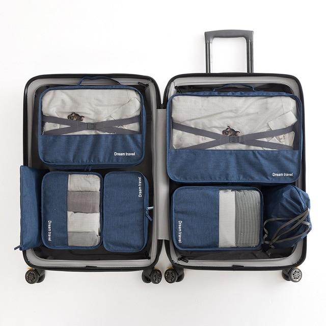 Valise Organisateurs Dream Travel (Set de 7, Bleu Marine)