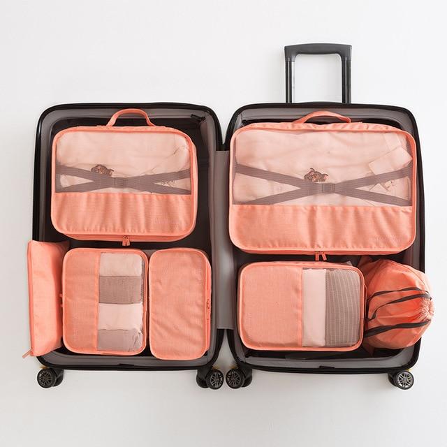 Organisateurs de Valise Dream Travel (Ensemble de 7, Rose Saumon)