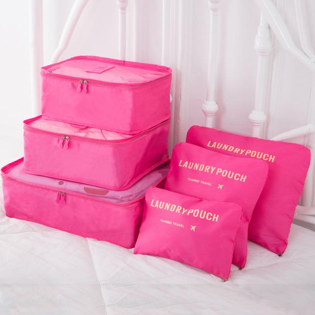 Valise Organizers <br>Laundry Pouch (Set de 6, Rose Flashy)