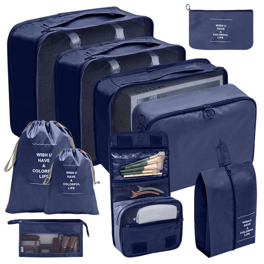 Organisateurs de Valise - Set de 10 Pochettes (Bleu Marine)