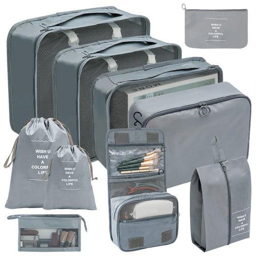 Organisateurs de Valise - Set de 10 Pochettes (Gris)