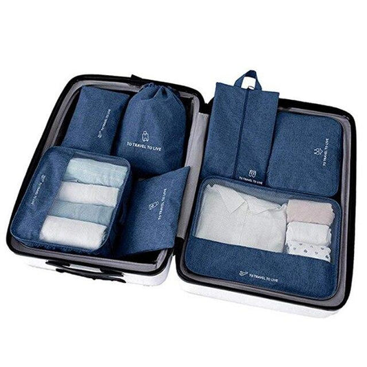 Organisateurs de Valise To Travel To Live (Set de 7, Bleu Marine)