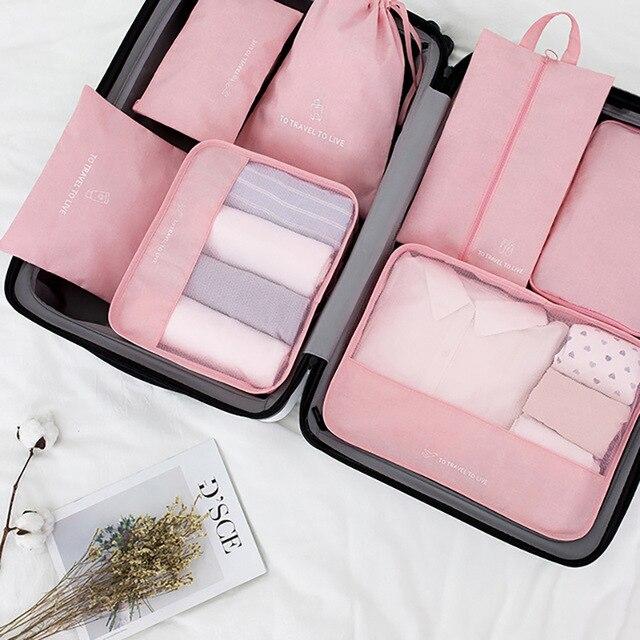 Valises To Travel To Live - Set de 7 en Rose