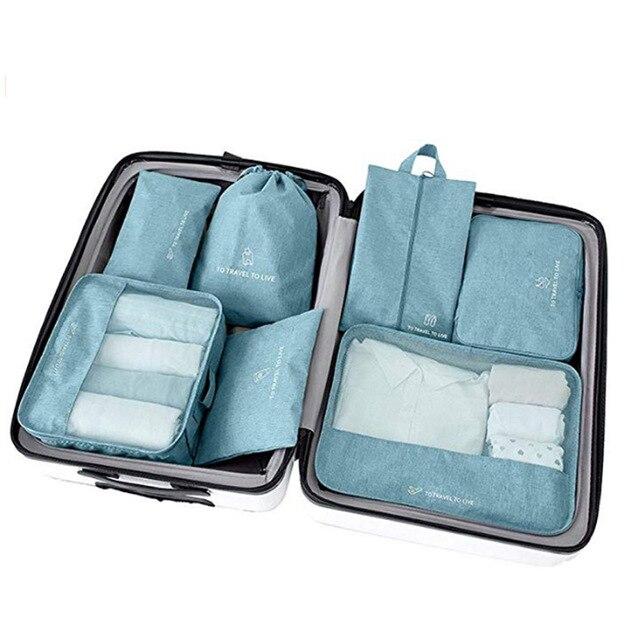 Organisateurs de Valise <br>To Travel To Live (Set de 7, Turquoise) - Édition spéciale