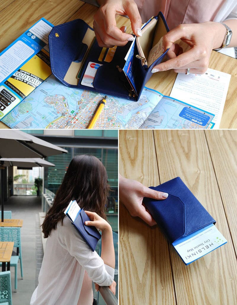 Portefeuille de Voyage Femme - Grande Pochette Sécurisée anti-RFID