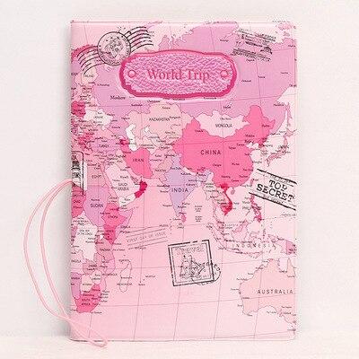 Pink World Trip Map - Protège-Passeport