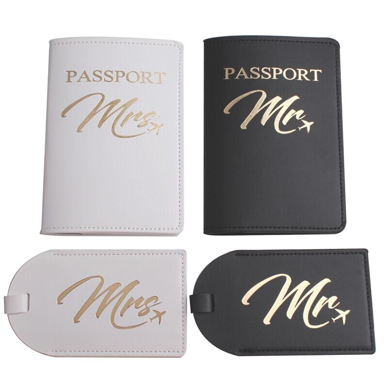 Protège-Passeports et Étiquettes Valise Couple Mr & Mrs - Collection Voyage Chic