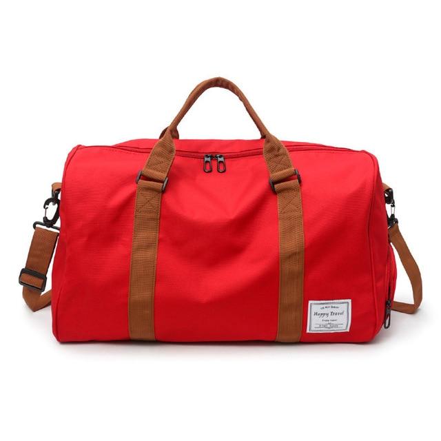 Happy Travel - Sac de Voyage avec Compartiment Chaussures (Rouge)