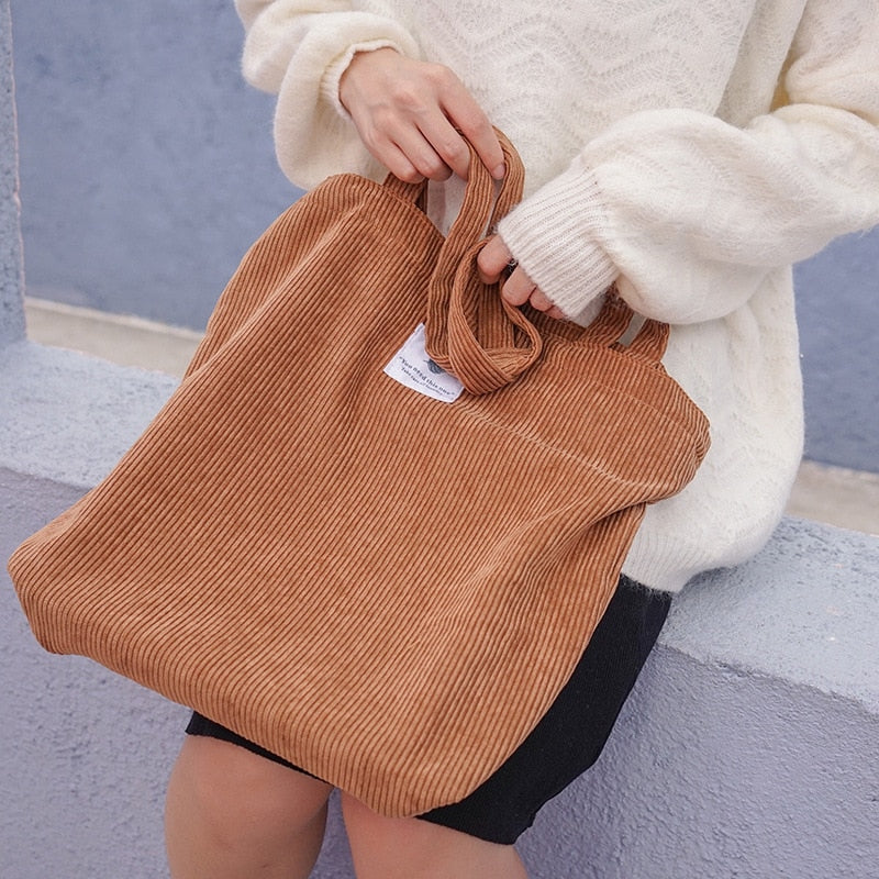 Sac de Voyage Femme <br>Tote Bag Velours Côtelé Luxe