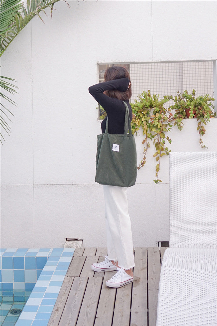 Sac de Voyage Femme <br>Tote Bag Velours Côtelé Luxe