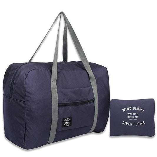 Sac de Voyage Pliable "Wind Blow, River Flows" - Bleu Marine