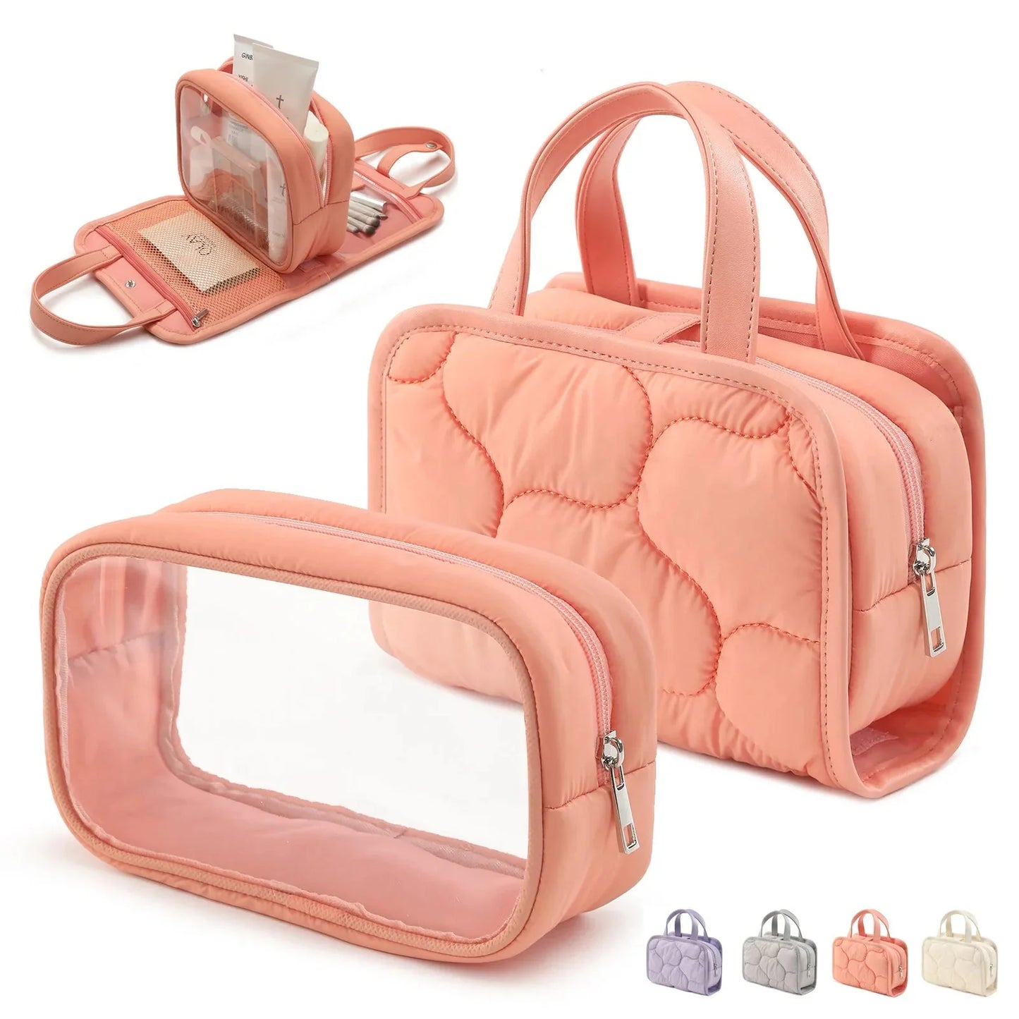 Sac Trousse de Toilette Femme Matelassée 2-en-1 - Élégance assumée