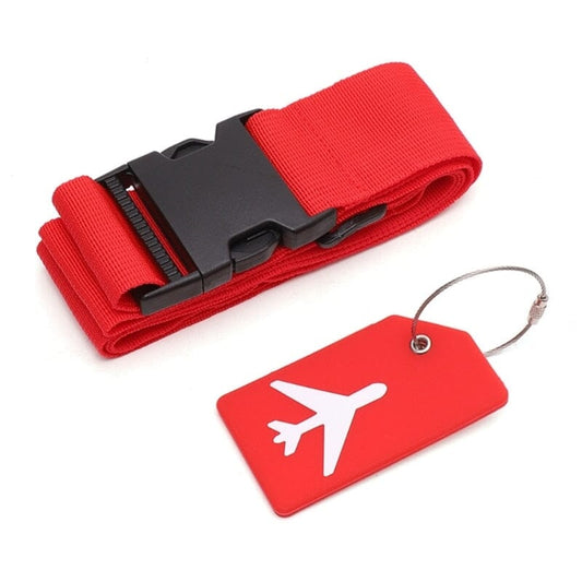 Sangle de Valise & Porte-Étiquette Bagage Avion Rouges - Voyager en toute sécurité