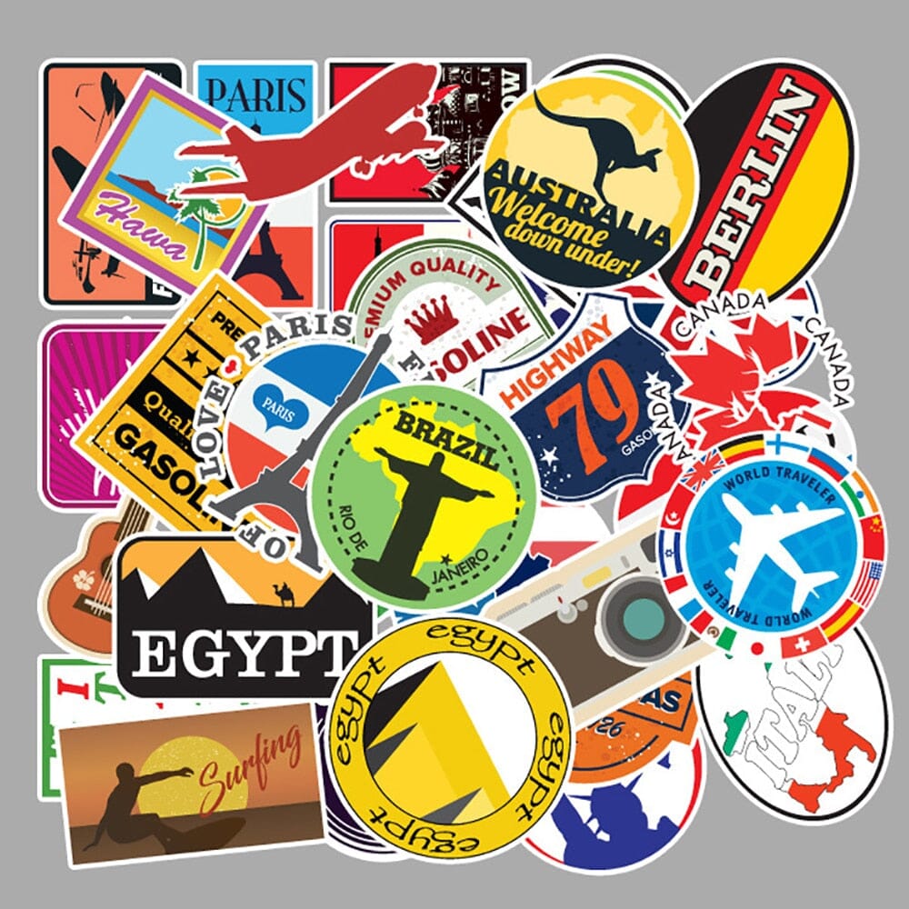 Pack de Stickers Valise "Explorez le Monde" (50 pièces)