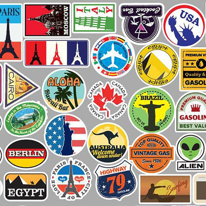 Pack de Stickers Valise "Explorez le Monde" (50 pièces)