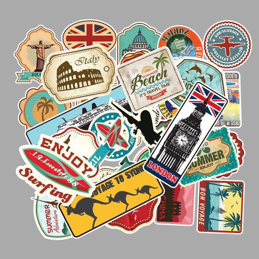 Pack de Stickers Valise "Explorez le Monde" (50 pièces)