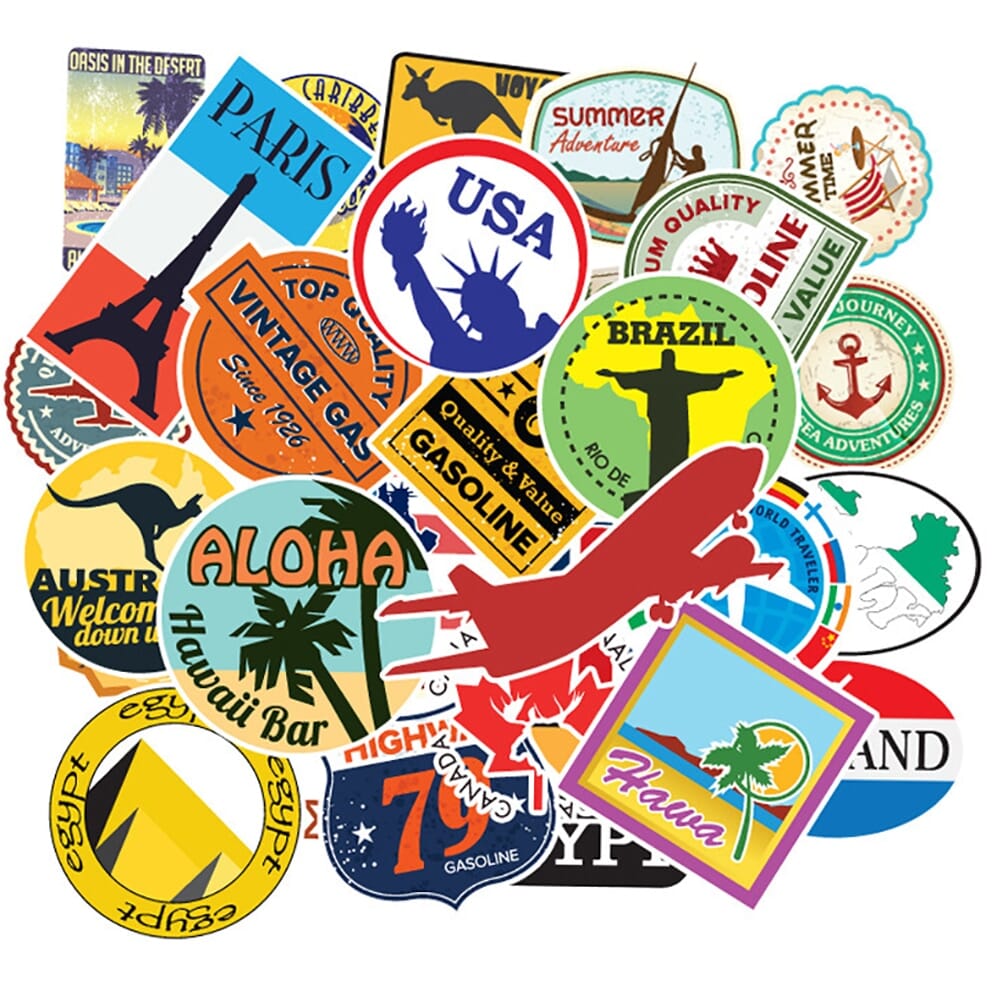 Pack de Stickers Valise "Explorez le Monde" (50 pièces)