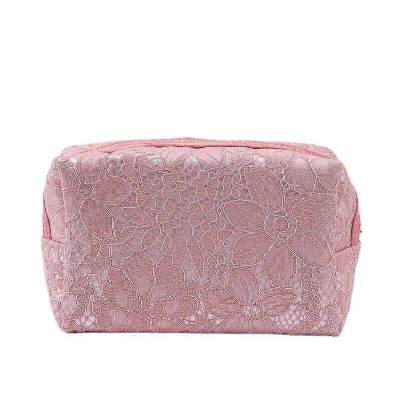 Trousse de Maquillage <br> Motif Dentelle Rose - Édition Limitée