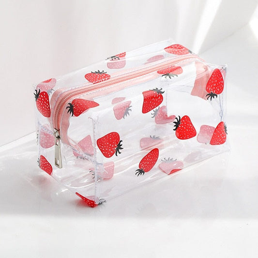 Trousse de Toilette Femme Transparente - Fraises Juteuses