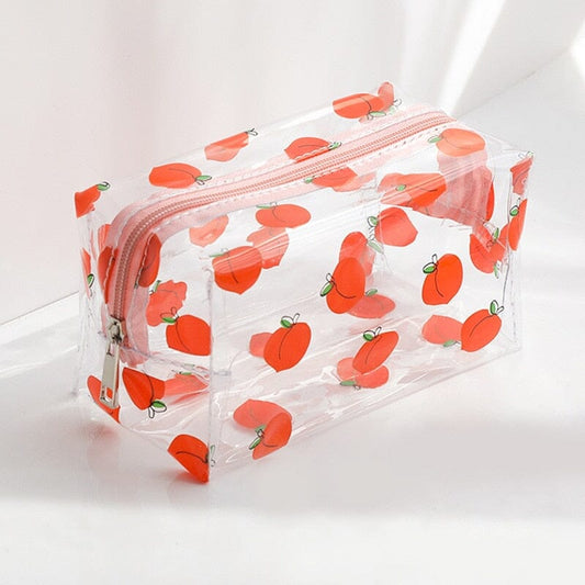 Trousse de Toilette Femme Transparente Pêches - Édition Limitée