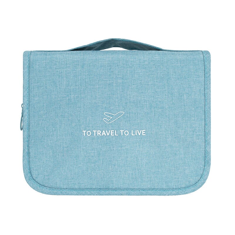 Trousse de Toilette de Voyage à Suspendre To Travel To Live - Bleu Ciel